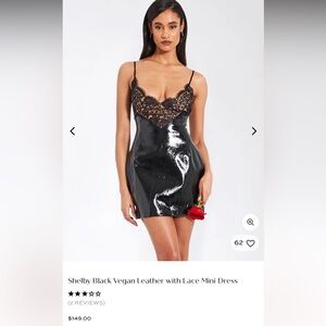 Black Leather Lace Mini Dress
